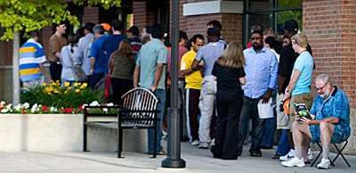 Mike waiting in line to buy an iPhone